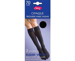 Silky Womens/Ladies Opaque 70 Denier Trouser Socks (3 Pairs) (Black) - LW194