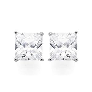 Silver 8mm Cubic Zirconia Square Studs