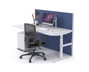 Single Sided Electric T Sit Stand Workstation - White Frame [1200L x 800W] - white ocean fabric