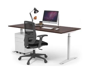 Sit-Stand Range - Stand Up Electric Height Adj Desk White Frame [1800L x 800W] - wenge