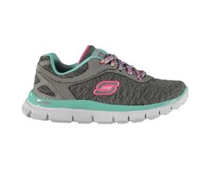 Skechers Kids Girls Appeal EC Child Trainers Casual Shoes Lace Up Everyday - Gray/Aqua