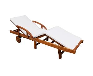 Solid Acacia Wood Sunlounger with Cushion 200x68x83cm Reclining Chair
