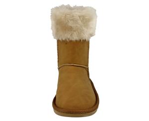 Spot On Girls Faux Fur Trim Casual Boots (Tan) - KM706