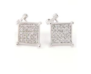 Sterling 925 Silver MICRO PAVE Earrings - VILLA 10mm - Silver