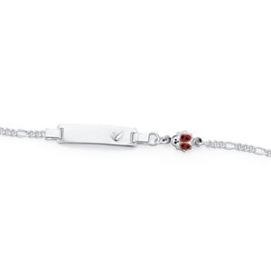 Sterling Silver Enamel Ladybird Identity Bracelet