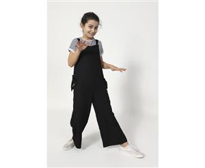 Sugarplum Sleeveless Cropped Jumpsuit for Girls - Black