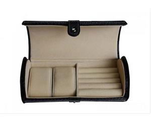 Travel cufflink box watch roll black carbon fibre
