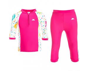 Trespass Childrens/Kids Smiley 3/4 Sleeve Top And 3/4 Bottoms Swim Set (Pink Lady Print) - TP2861