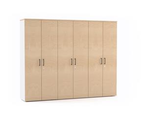 Uniform - 6 Door Large Storage Cupboard with Large Doors [black handle] - maple