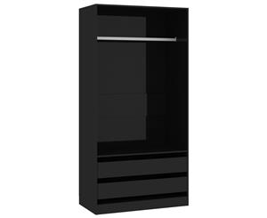 Wardrobe High Gloss Black Chipboard Storage Bedroom Cabinet Organiser