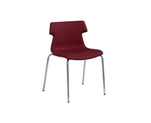 Wave Fabric Chair - 4 Legged Chrome - burgundy