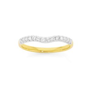 18ct Gold Diamond Curved Band