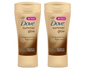 2 x Dove Summer Glow Self Tan Lotion Medium to Dark Skin 250mL