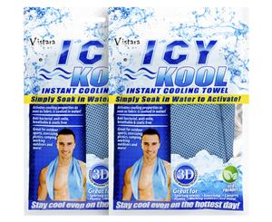 2 x Icy Kool Instant Cooling Towel - Blue