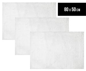 3 x Monroe 80x50cm Super Soft Microfibre Shag Rug - White