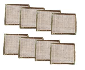 40x30cm Seagrass Oriental Placemat - Natural with Olive Satin Trim x 8pcs