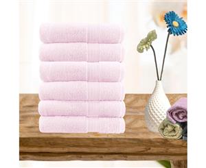 6 Piece Ultra-light Cotton Hand Towel in Baby Pink