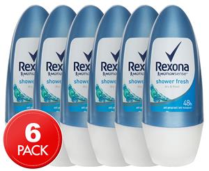 6 x Rexona 48 Hour Roll-On Shower Fresh Deodorant 50mL