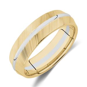 7mm Wedding Band in 10ct Yellow & White Gold