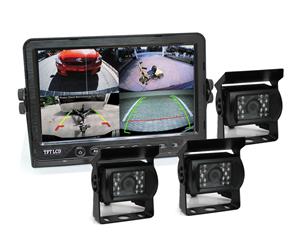7" DVR Monitor 4CH Realtime Vehicle Reversing Recording CCD Camera Kit Truck Bus - 3 cameras package