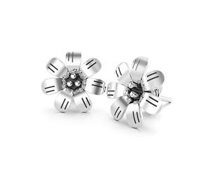 .925 Sterling Silver Flora Stud Earrings 10mm-Silver