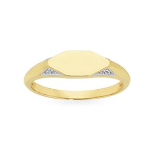 9ct Two Tone Gold Oval Signet Ring