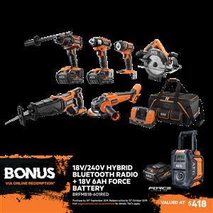 AEG 18V 6.0Ah 6 Piece Brushless Heavy Duty Combo Kit With FUSION And FORCE