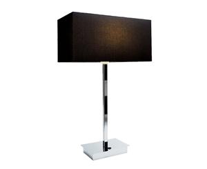 Ampara Table Lamp with built-in USB Port - Chrome Base/Black Shade