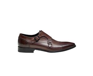 Aquila Mens Brent Monk Strap Shoes - Brown
