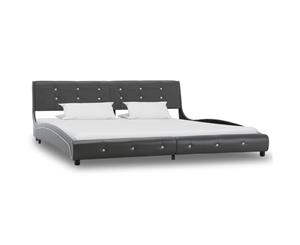 Bed Frame Grey Faux Leather King Base Upholstered Bedroom Furniture