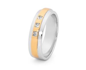 Bee - Solid Mens Dress Ring with Gold Inlay