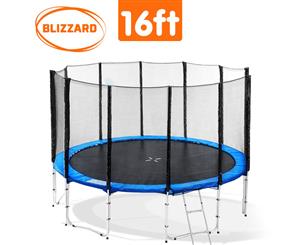 Blizzard 16ft Trampoline with Outer net Blue Pad