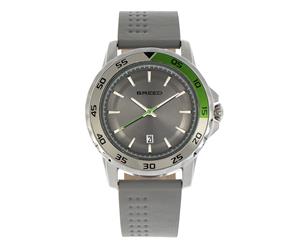 Breed Revolution Leather-Band Watch w/Date - Light Grey