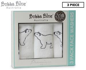 Bubba Blue Polar Bear Velour Face Washer 3-Pack