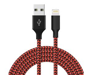 Catzon 1M 2M 3M Several Packs iPhone Cable Phone Charger Nylon Braided Fast Charger Cable USB Cord -Black Red