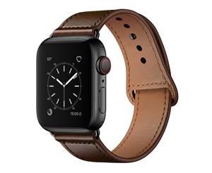 Catzon Watch Band Genuine Leather Loop 38/42mm Watchband For iWatch 40/44mm For Apple Watch 4/3/2/1  Oil Wax Dark Brown