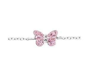 Children's Silver and Pink Butterfly Bracelet with Crystals