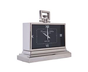 DANIEL & ASHLEY Large Table Clock with Square Black Face - Nickel