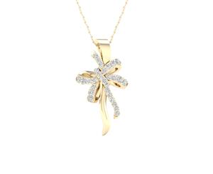 De Couer 9KT Yellow Gold Diamond Knotted Ribbon Necklace (1/8CT TDW H-I Color I2 Clarity)