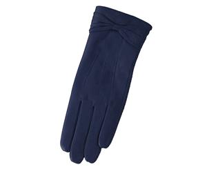 Eastern Counties Leather Womens/Ladies Ruched Bow Gloves (Navy) - EL215