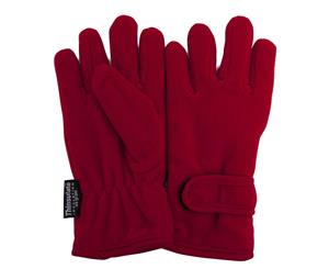 Floso Girls Childrens/Kids Plain Thermal Thinsulate Fleece Gloves (3M 40G) (Red) - GL492