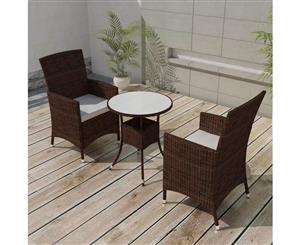 Garden Dining Set 5 Piece Poly Rattan Brown Table Chair Seat Cushion
