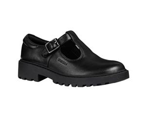 Geox Girls J Casey G. E Leather School Shoe (Black) - FS6480