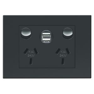 HPM VIVO Double Powerpoint With Double USB Port - Grey