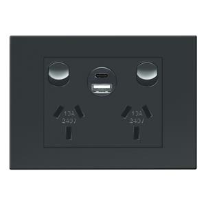 HPM VIVO Double Powerpoint with 2 USB Ports Type A & C