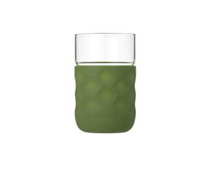 Honeycomb Anti-skid Glass with Silicone Sleeve 250ml in Green