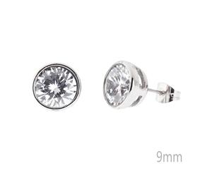 Iced Out Bling Stainless Steel Ear Stud - BEZEL ROUND
