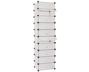 Interlocking Shoe Organiser with 10 Compartments White Footwear Cabinet