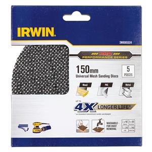 Irwin 150mm Mixed Grit Orbital Sanding Disc - 5 Pack (40 80 80 120 240)