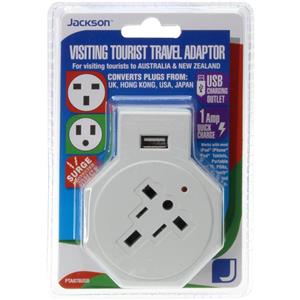 Jackson Incoming Travel Adaptor with USB Charging (USA UK Japan & Europe)